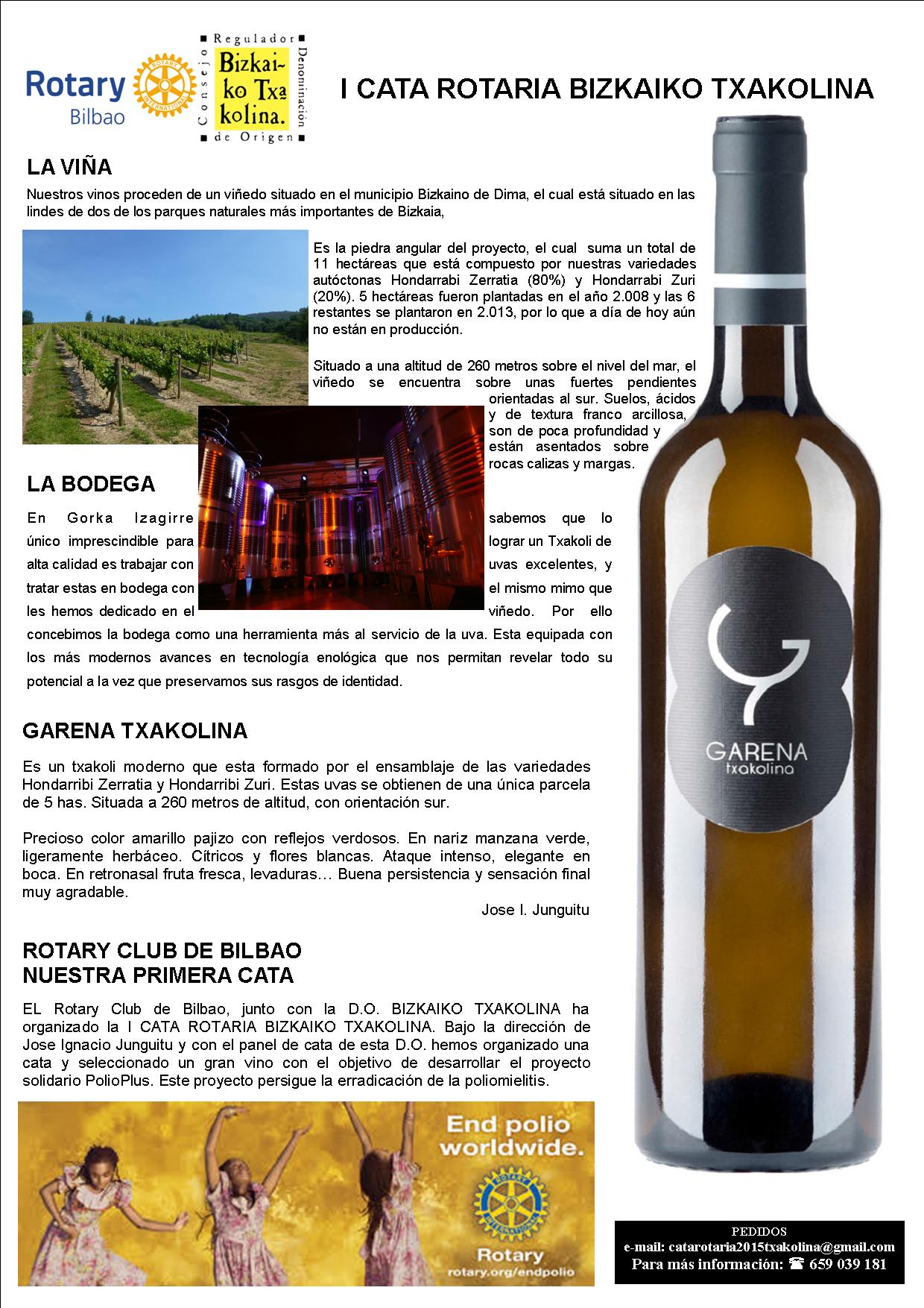 I CATA ROTARIA BIZKAIKO TXAKOLINA info de la bodega
